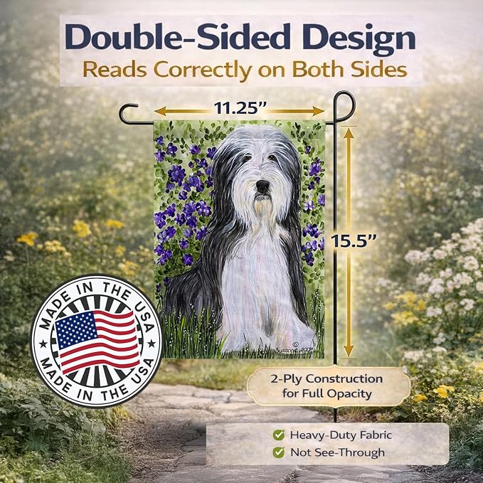 Caroline's Treasures SS8022GF Bearded Collie Garden Flag Mailbox Flag Decorative Yard Flag Banner Outside Patio Artwork Yard Flower Beds, Garden Size, Multicolor