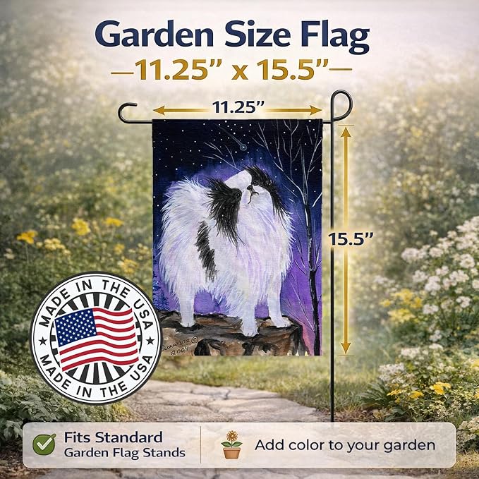 Caroline's Treasures SS8070GF Japanese Chin Garden Flag Mailbox Flag Decorative Yard Flag Banner Outside Patio Artwork Yard Flower Beds, Garden Size, Multicolor