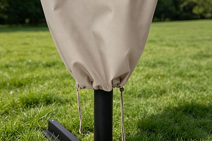 Patio Umbrella Cover with Rod for 7 to 11 Ft Umbrellas & 15 Ft Double-Sided Umbrellas, Protective Waterproof Cover with Zipper, Beige