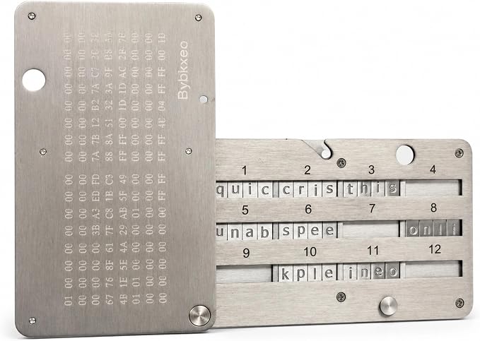 crypto seed phrase storage, metal seed phrase plate, Bybkxeo S1,24-Word Capacity, Fire/Corrosion Resistant, Compatible with Ledger/Trezor/KeepKey (silver S1)