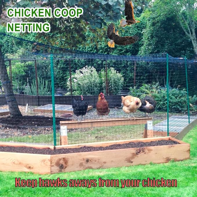 50x100 Bird Netting for Garden Protection - 1" Mesh Netting to Cover Chicken Coops and Garden Hoops, Large Bird Net to Protect Chickens, Blueberry Bush, Fruit Trees, Plants from Hawks, Deer