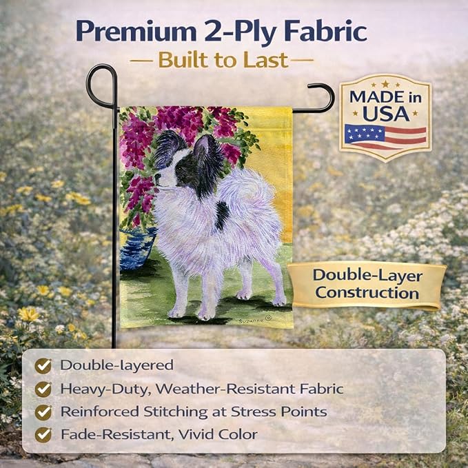 Caroline's Treasures SS8477GF Papillon Garden Flag Mailbox Flag Decorative Yard Flag Banner Outside Patio Artwork Yard Flower Beds, Garden Size, Multicolor