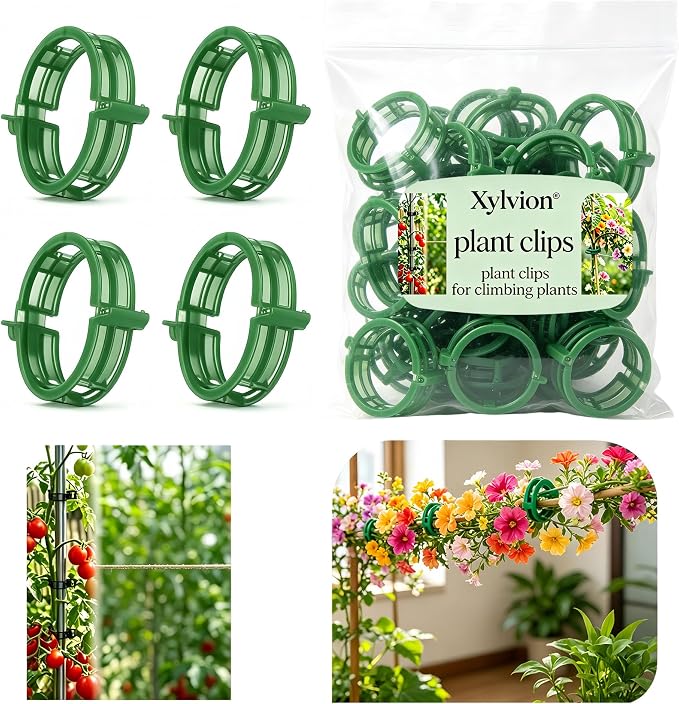 300 PCS Plant Clips for Climbing Plants, Tomato Twine for Trellis String Support, Grape Vine Tomato Vine Vegetables Plants Garden Support Clips to Grow Upright (Green,300)