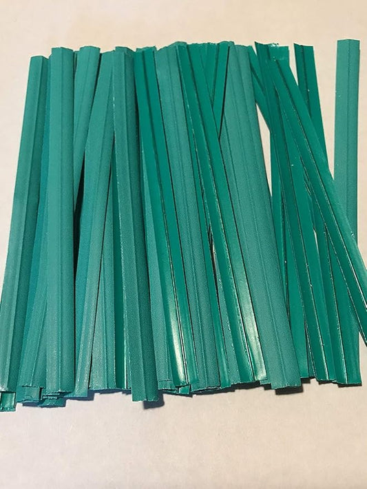 2000 Twist Ties 7" Length Plastic Coated Paper No Rip Cellophane Assorted Colors (Green)