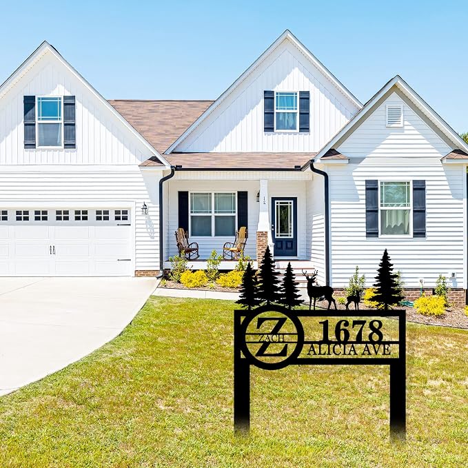 Address Yard Signs with Stakes, Personalized Yard Signs with Stakes, Address Signs for Yard, Address Numbers for House, Custom Metal House Sign, House Number Sign