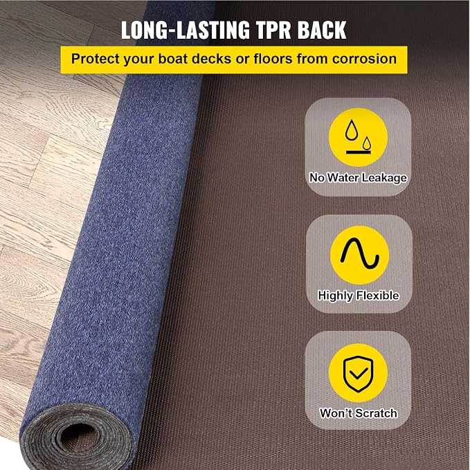 Happybuy 6 ft x 52 ft Deep Blue Marine Carpet for Boats Waterproof - 0.18" Thick Indoor Outdoor Rug Carpet Roll for Home Patio Porch Deck