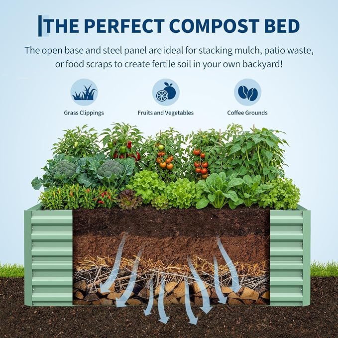 Garvee 2PCS 8x4x2ft Galvanized Raised Garden Bed Outdoor,Rust-Resistant Raised Garden Beds for Gardening, Easy Assembly Outdoor Garden Box & Planters