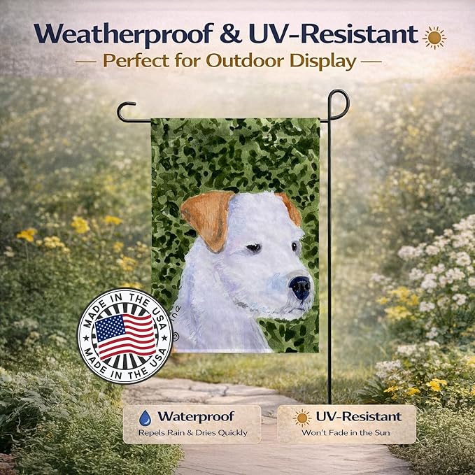 Caroline's Treasures SS8728GF Jack Russell Terrier Garden Flag Mailbox Flag Decorative Yard Flag Banner Outside Patio Artwork Yard Flower Beds, Garden Size, Multicolor
