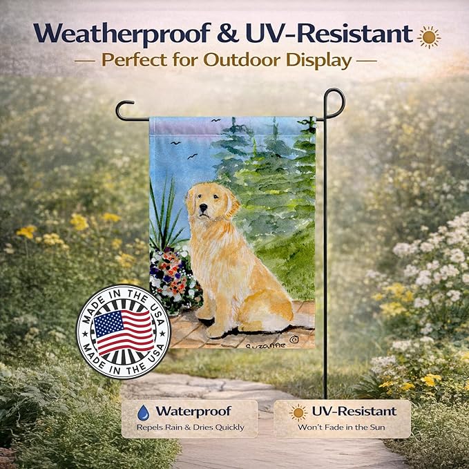 Caroline's Treasures SS8758GF Golden Retriever Garden Flag Mailbox Flag Decorative Yard Flag Banner Outside Patio Artwork Yard Flower Beds, Garden Size, Multicolor