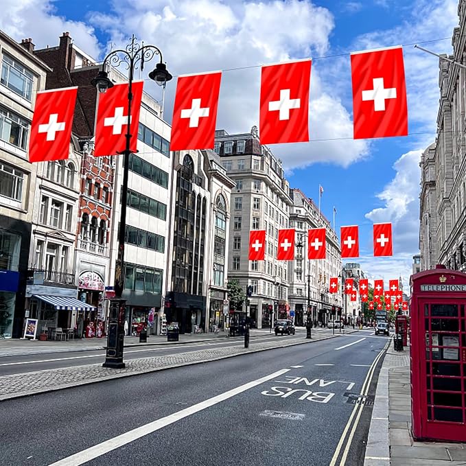 AhfuLife Switzerland Flag 3x5 Ft, Large Switzerland National Flags for Outside - Double Side with Brass Eyelets for Olympic Party Decorations, Bar Garden Street Decoration Indoor Outdoor