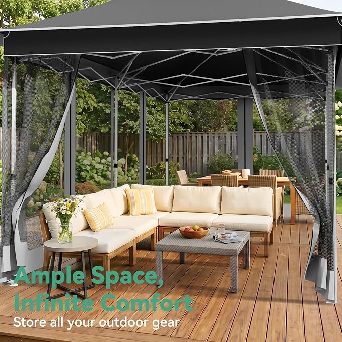 COBIZI 12x20 Pop up Canopy Tent - Gazebo, Party Tents for Parties, Carpas para Fiestas, Large Outdoor Popup Patio Screened Gazebos, Shelter Tents with Net for Backyard, Commercial,Darkgrey