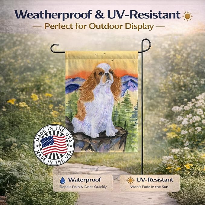 Caroline's Treasures SS8311GF English Toy Spaniel Garden Flag Mailbox Flag Decorative Yard Flag Banner Outside Patio Artwork Yard Flower Beds, Garden Size, Multicolor