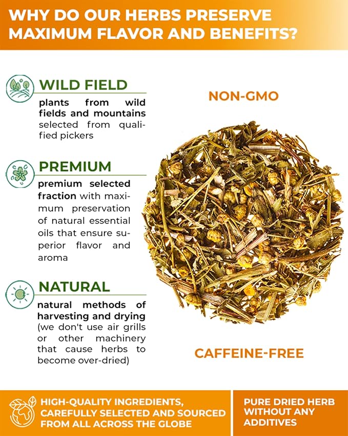 1.8 oz. Pishma Tea Tansy Flowers Herbal Tea (Tanacetum Vulgare L.) - 50g Dried Cut Tansy Flowers Herb