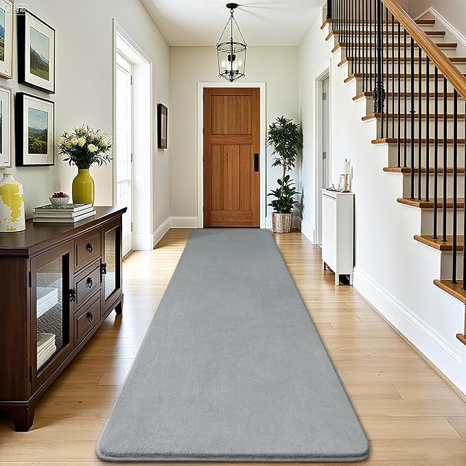 Amearea Modern Soft Hallway Runner Rug, 2x8 Feet Long Runners for Hallways | Washable Runner Rugs, Non Slip Memory Foam Rug Grey Runner Rugs Carpet for Entrance Kitchen Kids Room Decor