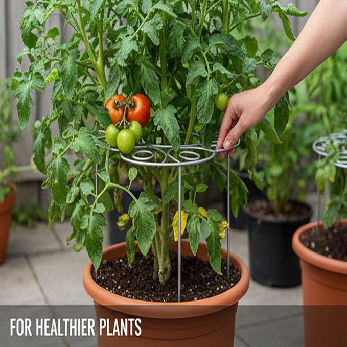 Plant Support Ring for Most Plants – Heavy Duty Metal Cage for Flowers, Vegetables, Tomatoes, Peonies, Roses – Garden Stake for Indoor/Outdoor Pots – No Tools Needed (S)