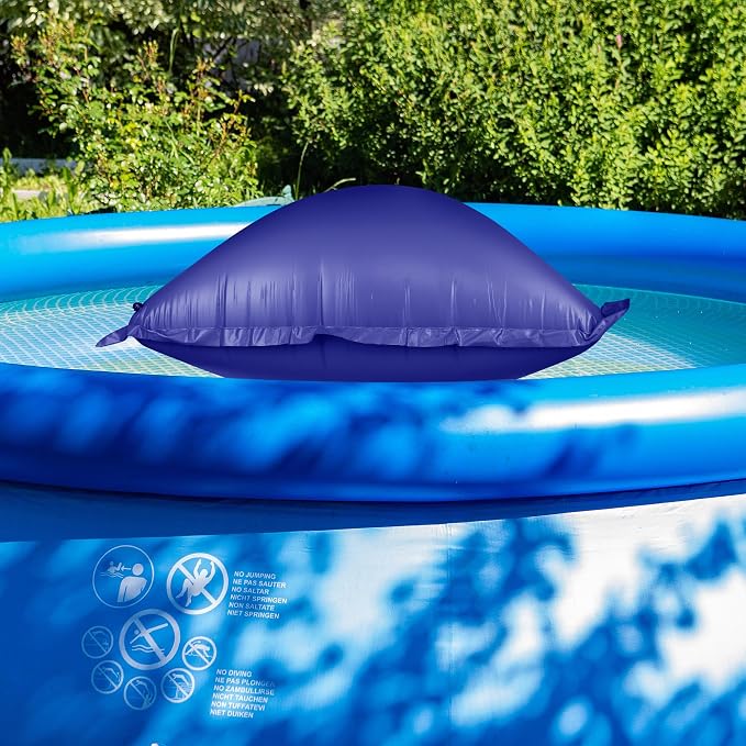 CACSPS Above Ground Pool Pillow - 8x8 Ft Air Pillow for Winterizing, 0.5mm PVC Material, 2X 16.5Ft Rope (Blue)