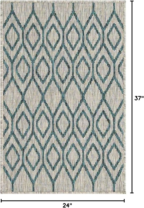 Jill Zarin Outdoor Collection Area Rug - Turks and Caicos (2' 2" x 3' Rectangle Gray Teal/Teal)
