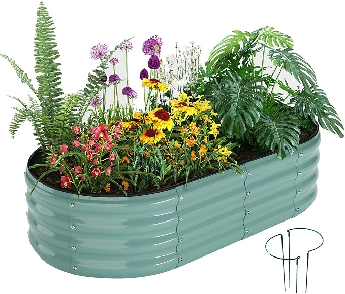 ZFHgarden Metal Planter Garden Flower Bed Raised Beds for Gardening Galvanized 4x2x1ft Galvanized Garden Bed