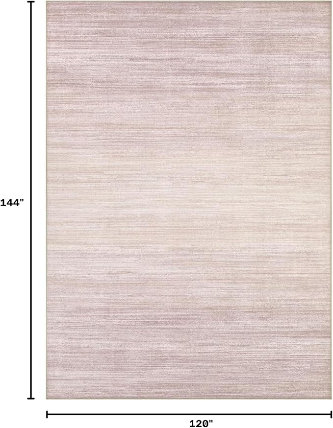 UERMEI 10x12 Washable Area Rug - Neutral Modern Abstract Living Room Rugs, Non-Slip Soft Large Indoor Floor Carpet for Bedroom Home Office & Under Dining Table Decor, Soft Pink