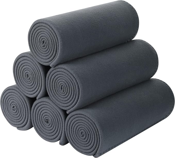 Fleece Throw Blankets Bulk Fleece Blankets Solid Wholesale Lightweight Warm Soft for Pet Bed Sofa Couch Office Wedding Gifts Travel Seasons (Mineral Grey,Pack of 6 50x60 Inches)
