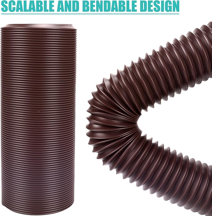 2 Pack Rain Gutter Downspout Extensions Flexible,Downspout Extender Diverter Extendable from 21" to 58". Drain Pipe Connector Extendable for Most Residential Downspouts (Brown)