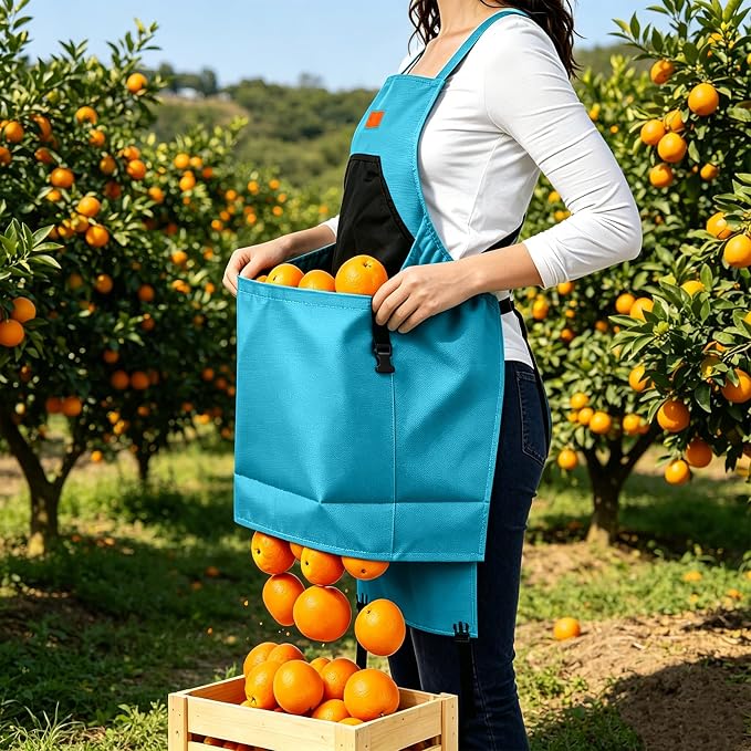 Gardening Apron,Harvest Apron with Multi-pocket for Men Women, Adjustable Cross-Back Straps, Garden Gifts for Mom,Dad
