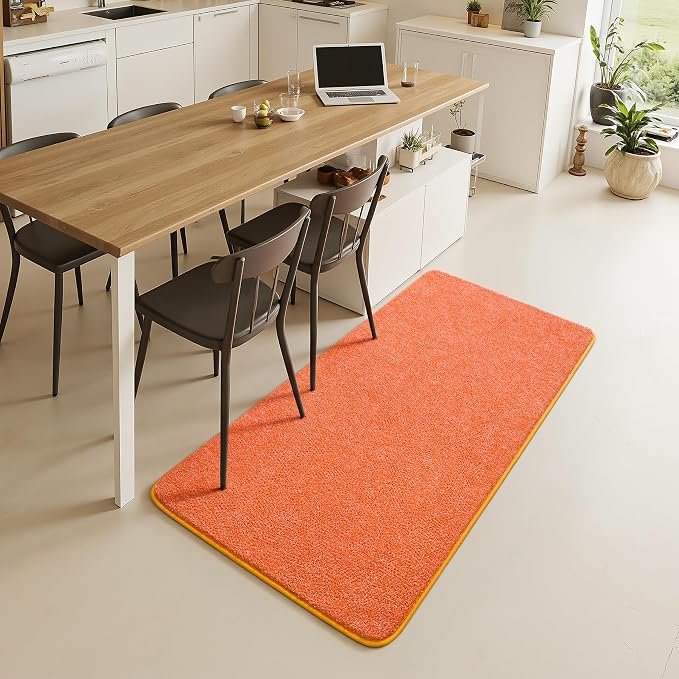 Chicrug Memory Foam 2x4 Small Runner Rugs for Hallway Entryway Bedroom | Modern Low-Pile Carpet Runner Rug for Kitchen, Throw Kids Rug for Bedside Dorm Room Decor, Orange and White