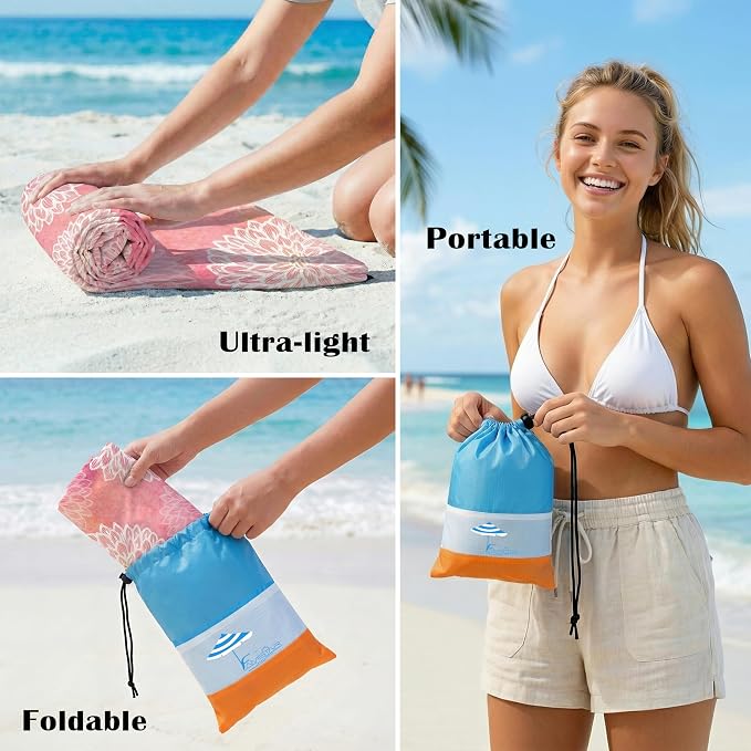 Famstar Beach Blanket Oversized Extra Large 78"X81"/10'X9',Waterproof Sandproof Beach Blanket 2-8 Adults Lightweight Durable for Travel Camping Hiking Picnic