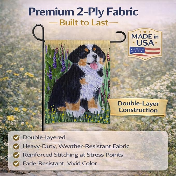 Caroline's Treasures SS8215GF Bernese Mountain Dog Garden Flag Mailbox Flag Decorative Yard Flag Banner Outside Patio Artwork Yard Flower Beds, Garden Size, Multicolor