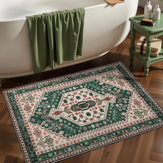 Ciicool 2x3ft Small Area Rug,Washable Boho Thin Mat for Entryway Kitchen | Oriental Non-Slip Low-Pile Indoor Carpet Soft Entry Rugs for Entrance Bedroom Kitchen Bathroom Foyer Decor