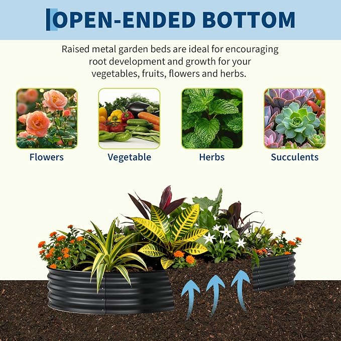 GarveeLife 2 Pack Galvanized Raised Garden Bed Outdoor, 8x4x1 ft Metal Planter Box for Flowers Vegetables, Rust-Resistant Raised Garden Beds for Gardening, Easy Assembly, Gray