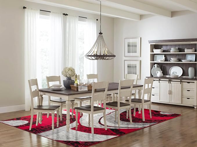 Yafa Home Fashion Modern Contemporary Swirls Design Area Rug, Luxurious, Elegant, and Fashionable Area Rug (Red, 4 ft X 5 ft)
