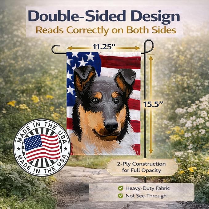 Caroline's Treasures CK6492GF Collie Rough Dog American Flag Garden Flag Mailbox Flag Decorative Yard Flag Banner Outside Patio Artwork Yard Flower Beds, Garden Size, Multicolor
