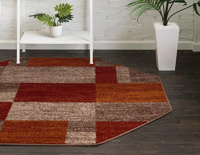 Unique Loom Autumn Collection Area Rug - Providence (7' 10" Octagon, Multi/ Beige)