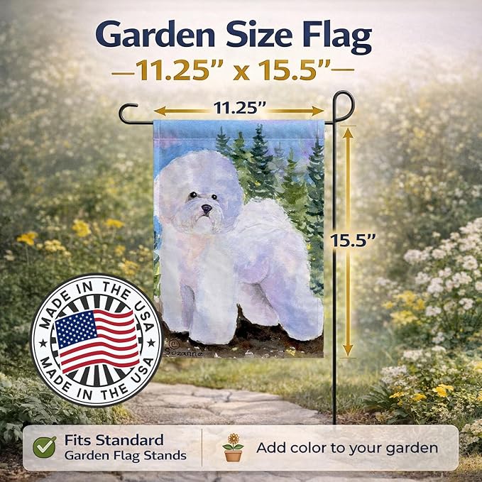 Caroline's Treasures SS8916GF Bichon Frise Garden Flag Mailbox Flag Decorative Yard Flag Banner Outside Patio Artwork Yard Flower Beds, Garden Size, Multicolor