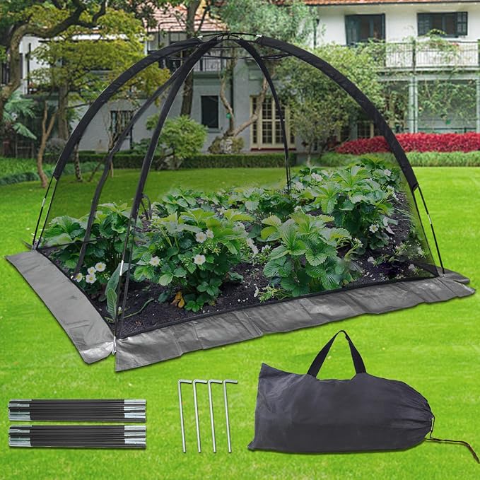 Doublehorse Pond Cover Net: Large 13 x 17 FT Heavy-Duty Dome Nylon Mesh for Outdoor Fish Koi Garden Winter Protection from Leaves & Debris Netting Plant Covering Tent with Zipper Stakes