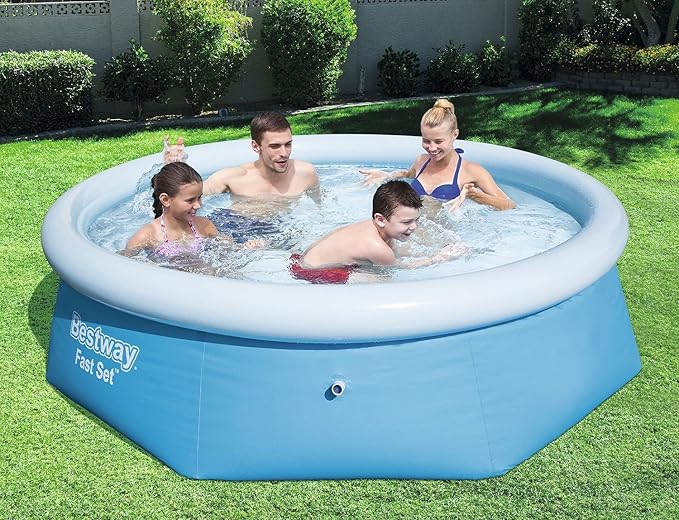 Bestway 57008 8' Clear Fast Set Above Ground Pool-Blue, 8 Ft, 8ft