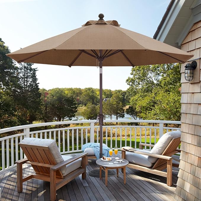 ABCCANOPY OLEFIN® 5-Year No Fading 9FT Patio Umbrella, Outdoor Table Umbrella with 8 Sturdy Ribs for Deck, Backyard, Yard (Coffee)