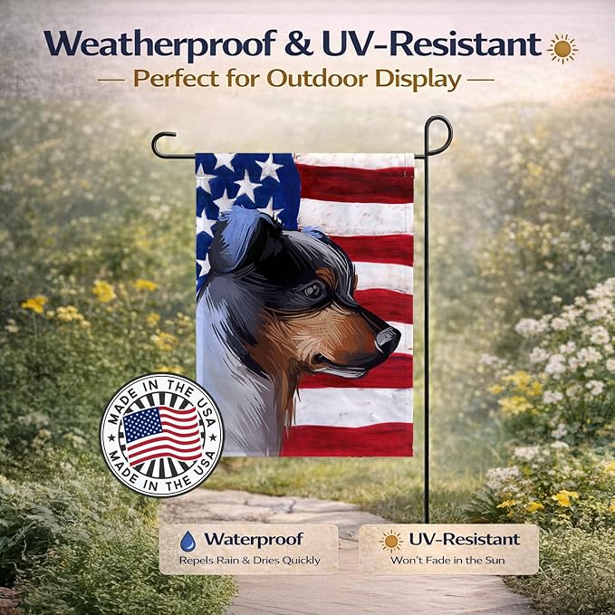 Caroline's Treasures CK6672GF Ratonero Bodeguero Andaluz American Flag Garden Flag Mailbox Flag Decorative Yard Flag Banner Outside Patio Artwork Yard Flower Beds, Garden Size, Multicolor