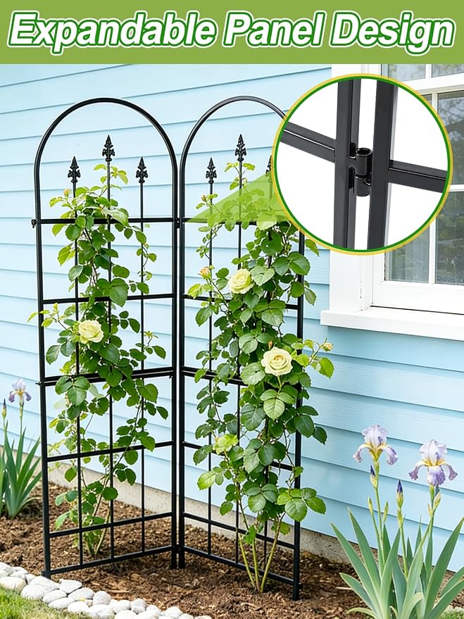 2 Pack Garden Trellis for Climbing Plants Outdoor - 16'' W x 59" H Large Rustproof Metal Plant Support Trellis, Decorative Panels for Climbing Rose, Clematis and Trumpet Vine