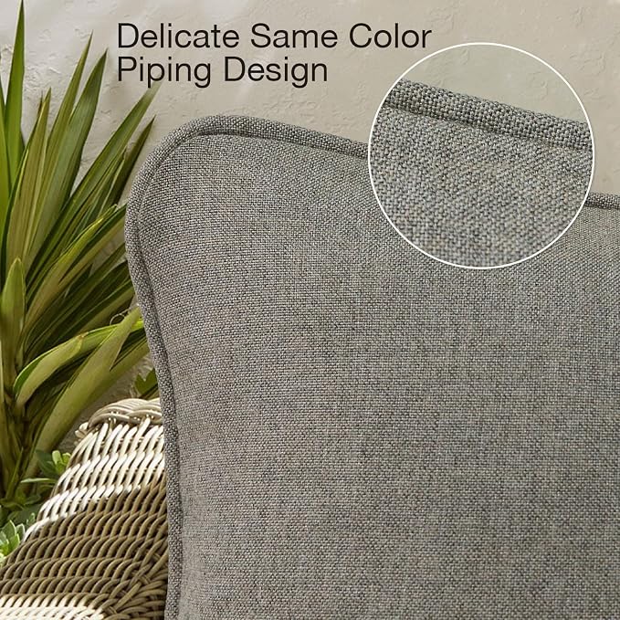 Unimatta Sunbrella Decorative Outdoor Water Repellent Throw Pillows with Inserts, Set of 4, 20" x12" Pillows for Patio, Backyard, Bed, Couch, and Patio Furniture, Cast Shale