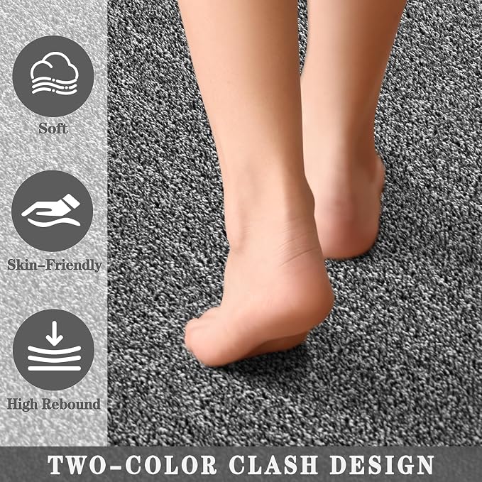 4x6 Dark Grey Area Rug | Washable Memory Foam, Low Pile Non Slip Indoor Carpet for Living Room Bedroom Office Classroom College Dorm Room Home Decor