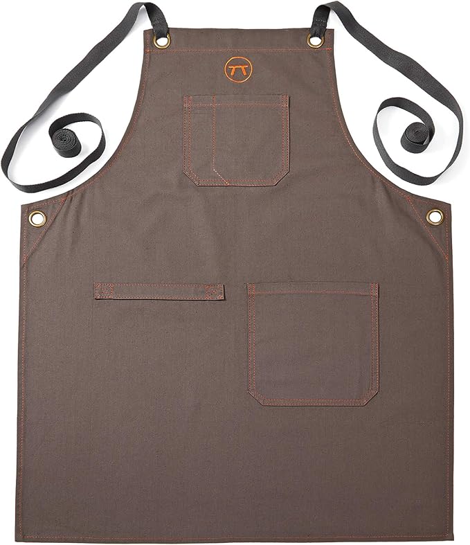 Outset Grill and Kitchen Apron, Cross Back Canvas Apron With Pockets, 27" x 30"