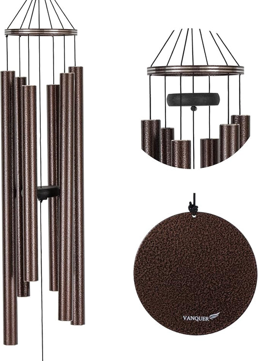 Vanquer Wind Chimes for Outside Deep Tone - 48'' Wind Chimes Outdoor Clearance, Deep Tone, Memorial WindChimes, Outdoor Décor, Wind Spinner, Sympathy Gift, Patio, Home Décor (Bronze)
