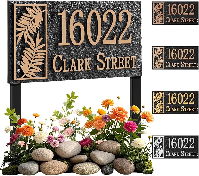 Custom House Address Sign, House Number Plaque Sign for Lawn,Yard,Ground,Driveway,Garden with 2 Stakes,Style 5