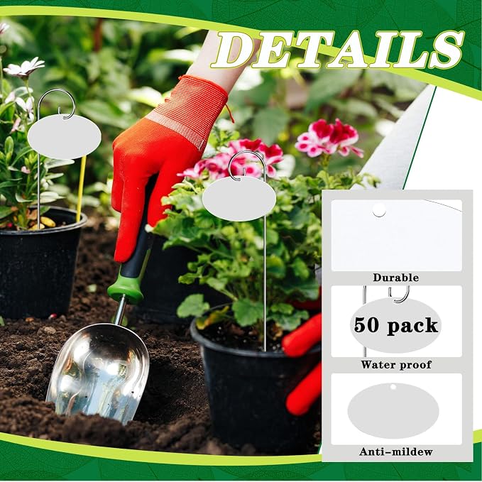 Wenqik 50 Pcs Garden Plant Labels Acrylic Plant Tags for Outdoor,Waterproof Seedling Labels Tags Stakes with a Pen,Garden Signs for Vegetables Herb Flowers
