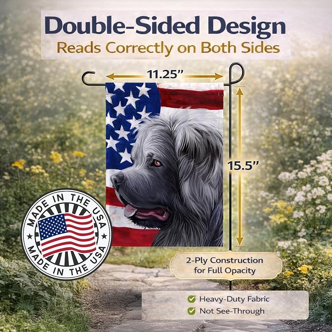 Caroline's Treasures CK6481GF Caucasian Shepherd Dog American Flag Garden Flag Mailbox Flag Decorative Yard Flag Banner Outside Patio Artwork Yard Flower Beds, Garden Size, Multicolor