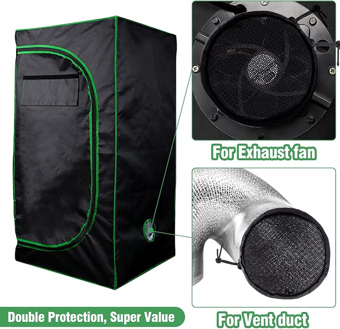 Biggun 2 Pcs Grow Tents Vent Cover, Easy to Install | 8" Dustproof Duct Filter Vent Covers with Elastic Band and Fixed Buckle, for Plant Grow Tent Accessories