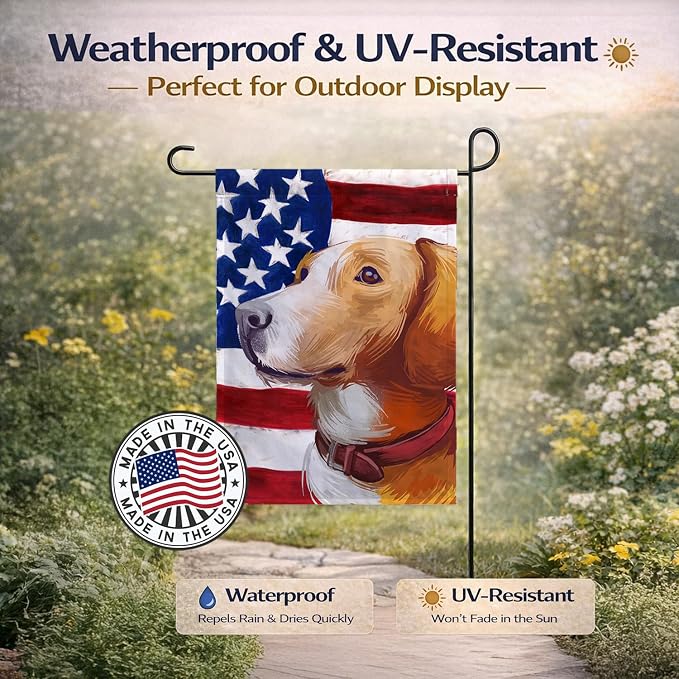 Caroline's Treasures CK6662GF Posavac Hound Dog American Flag Garden Flag Mailbox Flag Decorative Yard Flag Banner Outside Patio Artwork Yard Flower Beds, Garden Size, Multicolor