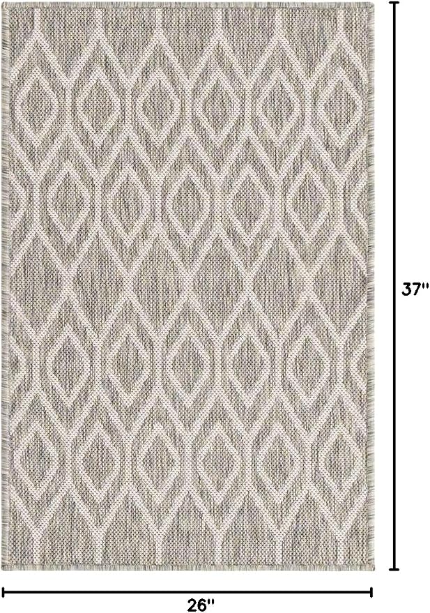 Jill Zarin Outdoor Collection Area Rug - Turks and Caicos (2' 2" x 3' Rectangle Gray Cream/Cream)